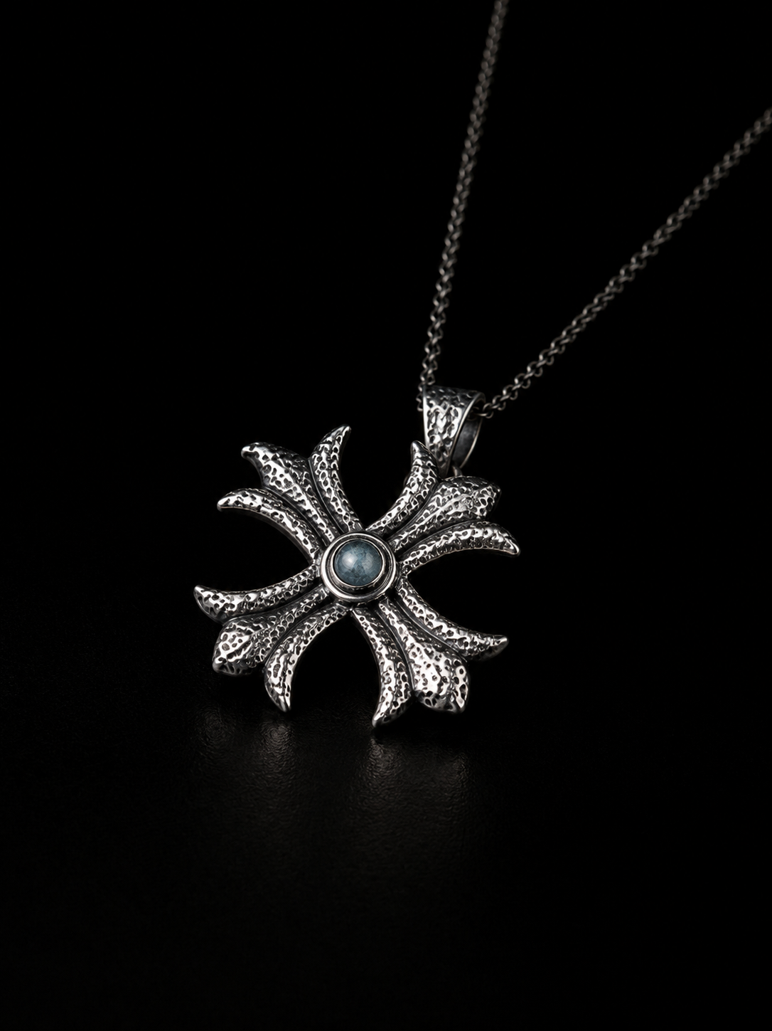 Aquamarine Iris Cross Necklace Secondary image