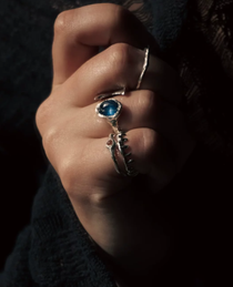Aquamarine Texture Signet Ring
