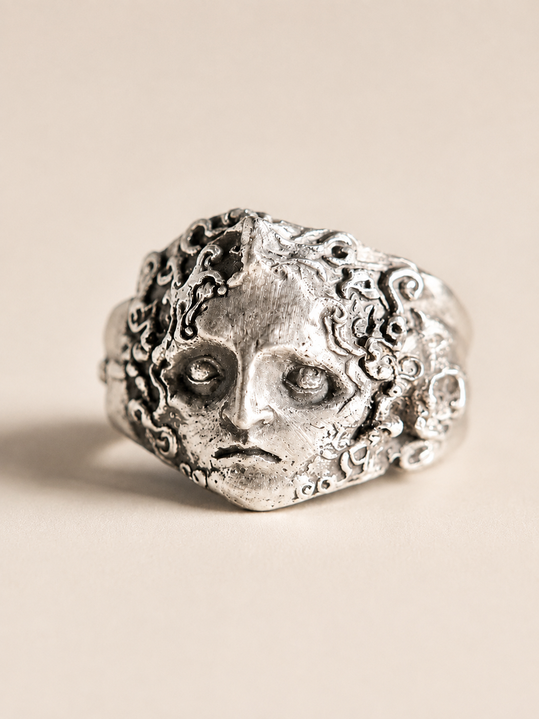 Melancholy Face Signet Ring