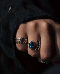 Aquamarine Texture Signet Ring