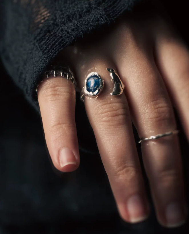Aquamarine Texture Signet Ring