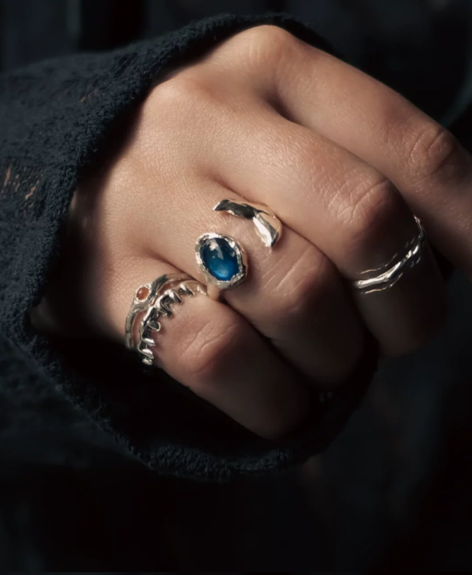 Aquamarine Texture Signet Ring