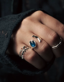 Aquamarine Texture Signet Ring